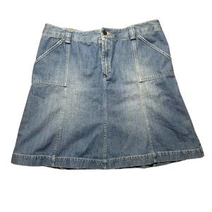 Eddie Bauer Denim Jean A-Line Knee Length Cotton Skirt Size 14